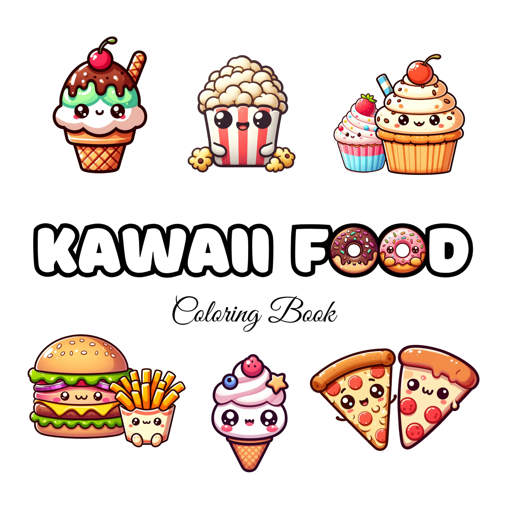  cute food adventures coloring book for tweens and kids and adults